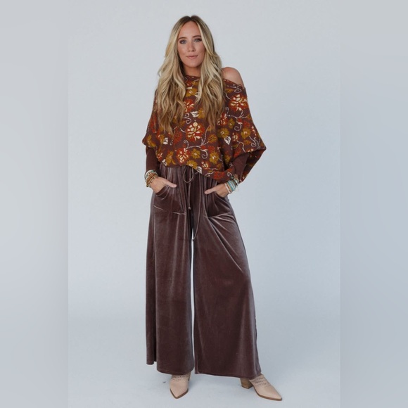 Three Bird Nest Pants - NEW Three Bird Nest The Nest Relaxing Robin Velvet Wide Leg Pant